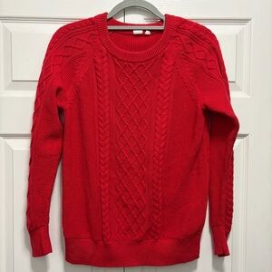 GAP Bright Red Cable Knit Sweater M